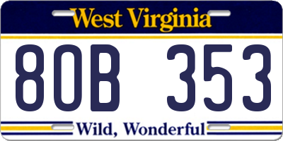 WV license plate 8OB353