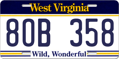 WV license plate 8OB358