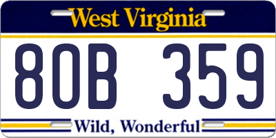 WV license plate 8OB359