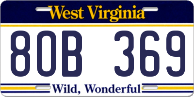 WV license plate 8OB369