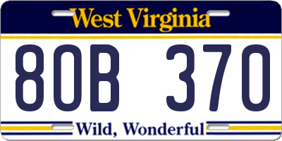 WV license plate 8OB370