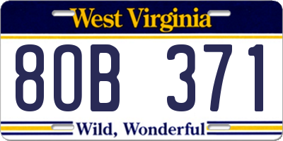 WV license plate 8OB371