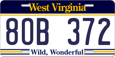 WV license plate 8OB372