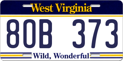WV license plate 8OB373