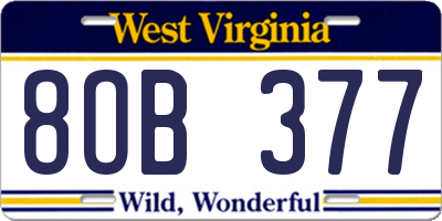 WV license plate 8OB377