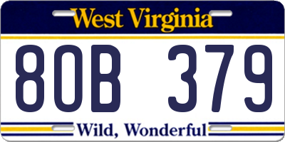 WV license plate 8OB379