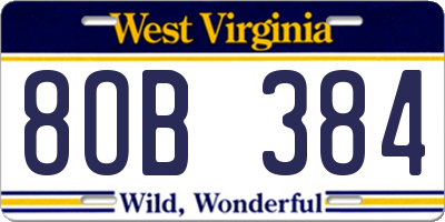 WV license plate 8OB384