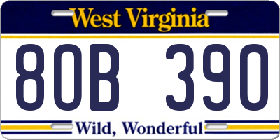 WV license plate 8OB390