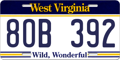 WV license plate 8OB392