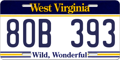WV license plate 8OB393
