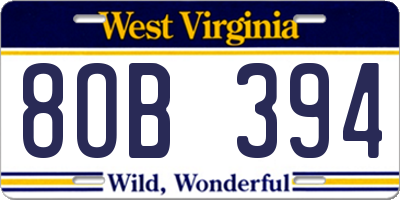 WV license plate 8OB394