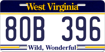 WV license plate 8OB396