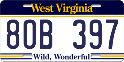 WV license plate 8OB397