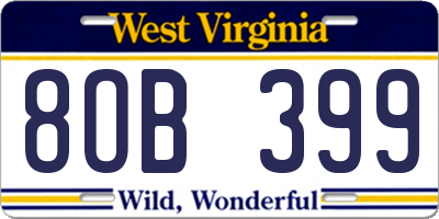 WV license plate 8OB399