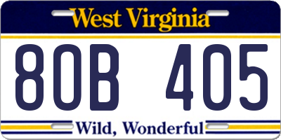 WV license plate 8OB405