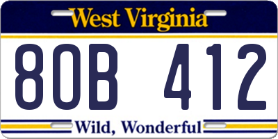 WV license plate 8OB412