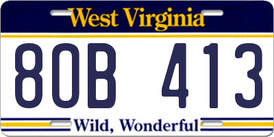 WV license plate 8OB413