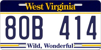 WV license plate 8OB414