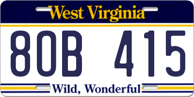WV license plate 8OB415