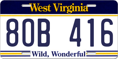 WV license plate 8OB416