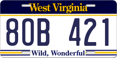 WV license plate 8OB421
