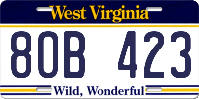 WV license plate 8OB423