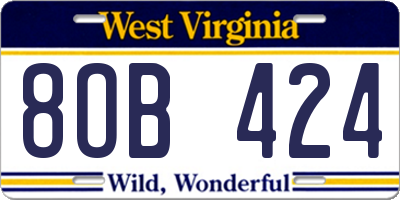 WV license plate 8OB424