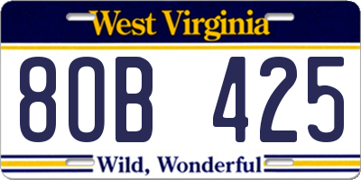 WV license plate 8OB425