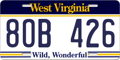 WV license plate 8OB426