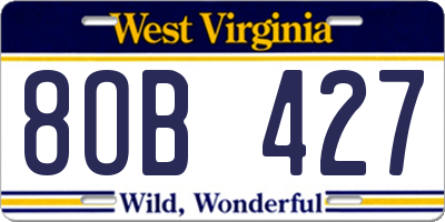 WV license plate 8OB427