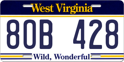 WV license plate 8OB428