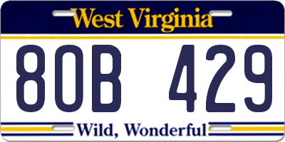 WV license plate 8OB429
