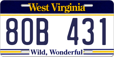 WV license plate 8OB431