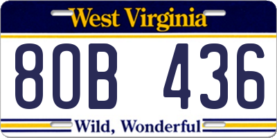 WV license plate 8OB436