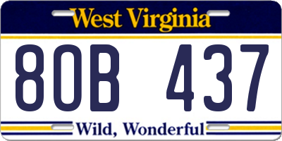 WV license plate 8OB437