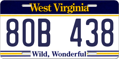WV license plate 8OB438