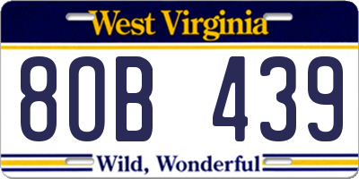 WV license plate 8OB439