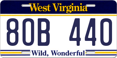 WV license plate 8OB440