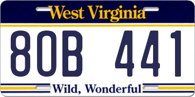 WV license plate 8OB441