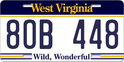 WV license plate 8OB448