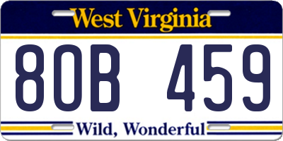 WV license plate 8OB459