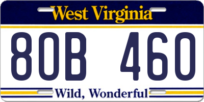WV license plate 8OB460