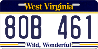 WV license plate 8OB461