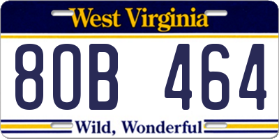 WV license plate 8OB464