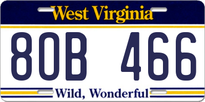 WV license plate 8OB466