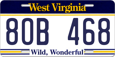 WV license plate 8OB468
