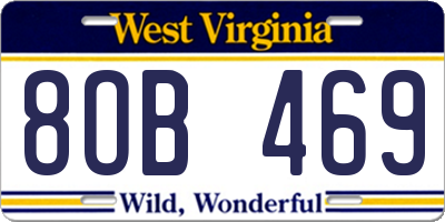 WV license plate 8OB469
