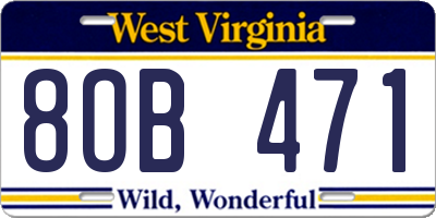 WV license plate 8OB471