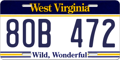 WV license plate 8OB472