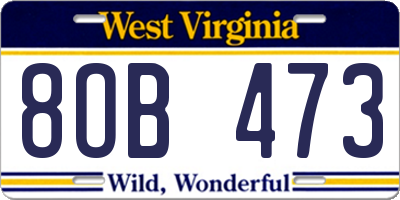 WV license plate 8OB473
